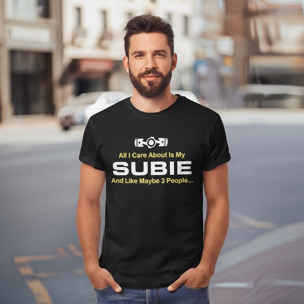 Black Graphic T-Shirt with Subie Print